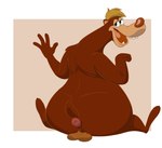 anthro anus balls big_butt brown_body brown_fur brown_nose butt fist fur genitals gesture green_eyes hair half-closed_eyes head_tuft looking_at_viewer looking_back male male/male narrowed_eyes open_mouth overweight overweight_anthro overweight_male raised_hand raised_tail rear_view rounded_ears rounded_teeth scut_tail short_tail silly simple_background sitting slightly_chubby slightly_chubby_anthro slightly_chubby_male solo spread_legs spreading tail tail_anus tongue tuft waving bob-jiggles disney who_framed_roger_rabbit toon_bear bear mammal absurd_res hi_res