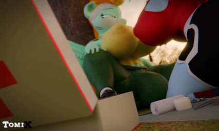 anthro bandage big_breasts big_butt biped blood blue_body bodily_fluids bottomwear bouncing_breasts breasts bulge butt clothed clothing crossgender detailed_background duo eye_contact eyebrows eyelashes feathered_wings feathers female fingers french_kissing ftg_crossgender fti_crossgender green_body gynomorph gynomorph/female hair huge_breasts huge_butt intersex intersex/female kissing looking_at_another multicolored_hair nipple_outline open_mouth orange_hair outside pink_eyes plant pupils rainbow_hair red_clothing side_view smile talking_to_another thick_thighs three-quarter_view topwear tree wings wounded yellow_clothing yellow_eyes sound_warning tomixp friendship_is_magic hasbro my_little_pony mythology lightning_dust_(mlp) rainbow_dash_(mlp) equid equine mammal mythological_creature mythological_equine pegasus 3d_(artwork) 3d_animation 5:3 absurd_res animated digital_media_(artwork) hi_res huge_filesize long_playtime sound webm