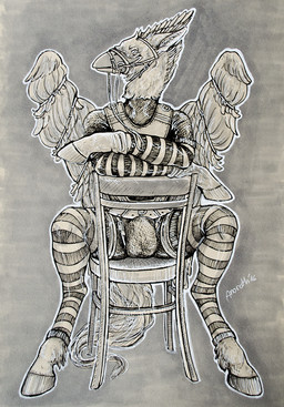 anthro bdsm beak bit_gag bondage bound bridle bulge clothing gag gagged grey_background halter harness harness_bit_gag harness_gag hooves legwear muzzle_(object) muzzled petplay ponyplay roleplay simple_background solo spandex stockings tight_clothing anoroth european_mythology greek_mythology mythology kumagoro avian bird equid hippogriff mammal mythological_avian mythological_creature 2016 hi_res traditional_media_(artwork)