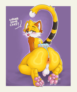 anthro anus asking ass_up balls big_butt birthday blush butt butt_focus cake cake_slice candle claws crouching dessert dialogue feet flaccid food foot_fetish foot_focus genitals hindpaw inviting looking_at_viewer male naughty_face nude pawpads paws penis penis_backwards presenting presenting_hindquarters raised_tail rear_view solo speech_bubble tail text toe_claws tongue tongue_out katxfish katxlogan domestic_cat felid feline felis mammal absurd_res hi_res