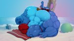 16:9 2023 4_toes alien anthro balls_outline beach bendy_straw beverage biceps big_pecs biped blue_body blue_claws blue_fur blue_pawpads bottle bulge claws clothing cocktail_garnish cocktail_umbrella coconut coconut_drink container crotch_tuft day detailed_bulge disney drinking_straw drupe_(fruit) english_text experiment_(lilo_and_stitch) eyewear feet finger_claws food fruit fur genital_outline hand_on_pecs head_tuft hi_res holding_with_pecs huge_pecs hyper_pecs jockstrap lilo_and_stitch male nipples notched_ear outside palm_tree pawpads pecs penis_outline plant red_clothing red_jockstrap red_underwear sea seaside solo stitch_(lilo_and_stitch) sunglasses text toes toonpower tree tuft underwear water widescreen