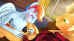 16:9 3d_(artwork) 4k absurd_res animal_genitalia animal_penis anthro anthrofied applejack_(mlp) blush bottomless clothed clothing crossgender digital_media_(artwork) duo earth_pony equid equine equine_genitalia equine_penis erection fellatio friendship_is_magic ftm_crossgender genitals green_eyes hair hasbro hi_res horse male male/male mammal medial_ring multicolored_hair my_little_pony mythological_creature mythological_equine mythology nipples nude open_clothing open_shirt open_topwear oral pegasus penile penis pony purple_eyes rainbow_dash_(mlp) rainbow_hair sex shirt shirt_only topwear topwear_only unie widescreen wings