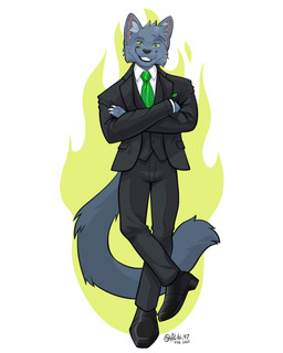anthro black_bottomwear black_clothing black_lips black_nose black_pants black_suit black_suit_jacket black_topwear black_vest bottomwear cheek_tuft claws clothed clothed_male clothing colored_fire crossed_arms crossed_legs eyebrows facial_tuft fire fluffy fluffy_tail footwear formal_wear front_view fully_clothed fully_clothed_male fur green_eyes green_fire green_necktie grey_body grey_fur grey_inner_ear_fluff grin head_tuft inner_ear_fluff lips looking_at_viewer male monotone_body necktie on_one_leg pants pink_inner_ear pocket_square shoes simple_background smile snaggle_tooth solo standing suit suit_jacket suit_pants suit_vest tail topwear tuft vest whiskers white_background white_claws alibi_47 cuppy_(cuppycat) domestic_cat felid feline felis mammal 2025 4:5 cel_shading dated full-length_portrait hi_res portrait shaded signature