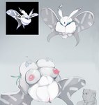 absurd_res animal_genitalia antennae_(anatomy) arthropod arthropod_abdomen arthropod_abdomen_cloaca arthropod_abdomen_genitalia big_breasts breasts busty_feral cloaca curvy_figure female feral frosmoth fur generation_8_pokemon genitals grey_background hi_res human insect insect_wings lepidopteran lepidopteran_wings lying mammal meme menyang moth nintendo nipples on_back pink_nipples pink_pussy pokemon pokemon_(species) pussy reference_image simple_background sweating_jordan_peele sweating_profusely thick_thighs voluptuous white_body white_fur wide_hips wings