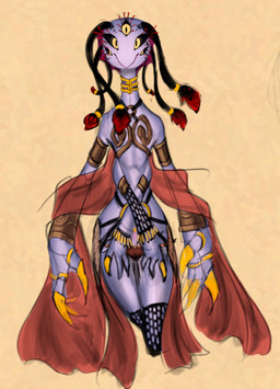 4_arms 4_fingers 5_eyes anthro camel_toe choker claws clothed clothed_anthro clothed_female clothing eyelashes female fin fingers fishnet_clothing flat_chested flower_mouth gills head_fin jewelry low-leg_panties lowleg multi_arm multi_eye multi_limb necklace panties pupils purple_body skimpy slim_anthro slim_female slit_pupils solo standing underwear yellow_eyes soulcentinel stargate anat_(stargate) alien goa'uld