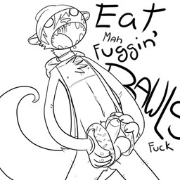 balls bread burger_buns dialogue food genitals male open_mouth penis simple_background solo tail text vagabond_(artist) mammal 1:1 digital_drawing_(artwork) digital_media_(artwork) english_text monochrome reaction_image