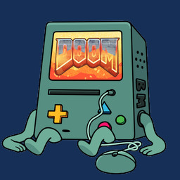 ambiguous_gender computer_mouse green_body machine not_furry screen screen_face sitting solo text toony discount-supervillain adventure_time cartoon_network doom_(series) id_software microsoft bmo mo_(adventure_time) robot character_name digital_media_(artwork)