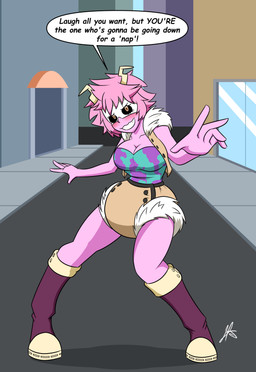 abdl big_breasts big_diaper black_sclera blush boots bottomwear breasts building city clean_diaper cleavage clothed clothing detailed_background dialogue diaper diaper_cover diaper_fetish embarrassed female footwear fur_jacket glass grin hair horn jacket legwear looking_at_viewer mask nervous nervous_smile outside pantsless pink_body pink_hair pose public road shoes sidewalk simple_background slime smile solo speech_bubble standing stockings talking_to_viewer teeth text topwear wearing_diaper yellow_eyes liljdude my_hero_academia ashido_mina horned_humanoid humanoid quirked_human_(my_hero_academia) 2022 absurd_res digital_drawing_(artwork) digital_media_(artwork) english_text hi_res signature