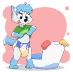 anthro bodily_fluids clothed clothing diaper fur genital_fluids hair male pull-ups_(diaper) solo unclean_diaper urine used_diaper wearing_diaper wet_diaper young young_anthro baltnwolf canid canine fox mammal digital_media_(artwork) hi_res