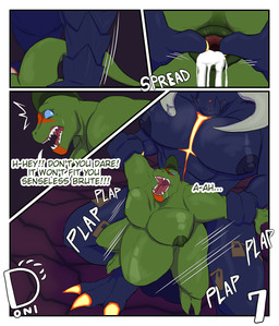 abdominal_bulge abs ahegao anthro anus arm_grab bodily_fluids broken_horn bulge butt butt_grab claws dialogue dripping duo fangs forced glowing hand_on_butt horn looking_pleasured male male/male male_penetrated markings muscular nipples pecs penetration rape rough_sex saliva saliva_drip scared sex size_difference spikes spread_anus spreading steam sweat tail teeth text zipper donisette kaijudo kaijudo_rise_of_the_duel_masters mythology scaradorable_of_gloom_hollow skycrusher armored_dragon_(kaijudo) chimera chimera_(kaijudo) dragon iguana iguanid lizard mythological_creature mythological_scalie reptile scalie absurd_res comic english_text hi_res