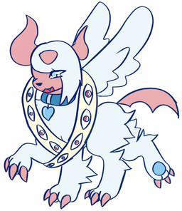 blue_pawpads christian_cross christian_symbol claws collar cross cute_fangs eyelashes fangs female feral heart_symbol pawpads pink_claws pokeball religion religious_symbol solo spread_wings teeth wings jackrabbit_(artist) christianity fakemon nintendo pokemon biblically_accurate_angel generation_6_pokemon mega_absol mega_evolution pokemon_(species) 2024 digital_media_(artwork) hi_res ibispaint_(artwork)