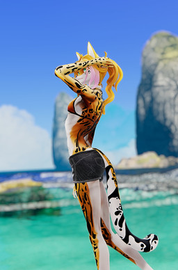 abs anthro athletic beach biceps bikini bottomwear clothing female muscular raised_arm ribs shorts skinny slim solo summer swimwear two-piece_swimsuit vrchat hella_faith cheetah felid feline mammal 3d_(artwork) digital_media_(artwork) hi_res