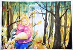 anthro belly bottomwear clothing detailed_background humanoid_hands male mature_anthro mature_male outside overweight overweight_anthro overweight_male pants plant shirt solo topwear tree watering watering_can aotoaka undertale undertale_(series) asgore_dreemurr boss_monster_(undertale) bovid caprine mammal 2021