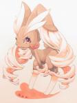 3:4 65rocorokotan anthro brown_body brown_fur female fur generation_4_pokemon lagomorph lopunny mammal nintendo pokemon pokemon_(species) ribbons simple_background solo white_background