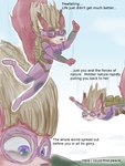 2011 3:4 anthro babystar biped bodysuit clothing comic detailed_background dialogue digital_media_(artwork) english_text eyes_closed eyewear female fur gemma_polson goggles hair hi_res mammal outside rodent sciurid skinsuit solo text tight_clothing tree_squirrel
