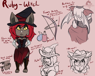 anthro bat_wings boots bow_(weapon) breasts choker claws cleavage clothed clothing corset female footwear gloves handwear hat headgear headwear jewelry lingerie magic_user membrane_(anatomy) membranous_wings necklace paws potion ranged_weapon satchel shoes solo text topwear weapon wings witch witch_costume witch_hat conditional_dnp grinn3r microsoft minecraft mojang xbox_game_studios mistress_ruby bat leaf-nosed_bat mammal microbat vampire_bat yangochiropteran 2021 5:4 english_text model_sheet sketch sketch_page