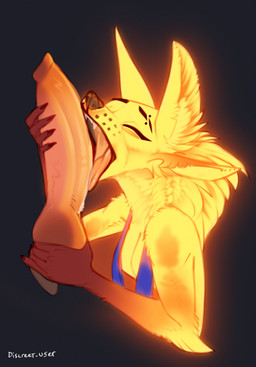 4_ears anthro black_lips black_nose bodily_fluids breasts clothed clothed_female clothing dildo dildo_lick eyes_closed female fur gloves_(marking) glowing glowing_body glowing_fur licking lips markings multi_ear open_mouth saliva sex_toy teeth tongue whisker_spots yellow_body yellow_fur discreet_user mylar_(discreet_user) canid canine fox fyre_fox mammal 2022 hi_res