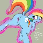 1:1 absurd_res anus blush butt conditional_dnp cutie_mark equid equine female feral friendship_is_magic genitals hair hasbro hi_res looking_back mammal multicolored_hair my_little_pony mythological_creature mythological_equine mythology open_mouth pegasus pudgeruffian pussy rainbow_dash_(mlp) solo tongue wings