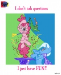 abstract_background blue_eyes blue_hair cape clothing confetti confetti_streamer female group hair hat headgear headwear horn male party_horn pink_hair purple_eyes text wizard_hat jowybean friendship_is_magic hasbro my_little_pony mythology gummy_(mlp) pinkie_pie_(mlp) trixie_(mlp) alligator alligatorid crocodilian earth_pony equid equine horse mammal mythological_creature mythological_equine pony reptile scalie unicorn 2013 absurd_res english_text hi_res