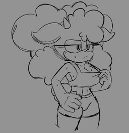 anthro big_breasts bodily_fluids breasts female horn large_hair resting_bitch_face solo sweat workout_outfit shumpy idw_publishing sega sonic_the_hedgehog_(comics) sonic_the_hedgehog_(idw) sonic_the_hedgehog_(series) lanolin_the_sheep_(sonic) bovid caprine mammal sheep monochrome sketch