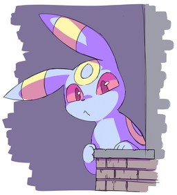 :< ambiguous_gender behind_wall big_eyes black_body black_fur brick concrete countershade_body countershade_fur countershading curious ears_aside feral fur head_markings leaning_on_wall looking_at_viewer markings purple_background quadruped red_eyes red_sclera ring_(marking) simple_background small_nose solo stare wall_(structure) yellow_body yellow_fur yellow_markings teppuko nintendo pokemon eeveelution generation_2_pokemon pokemon_(species) umbreon 2016 colored digital_drawing_(artwork) digital_media_(artwork) sketch