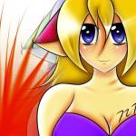 big_breasts blonde_hair blue_eyes breasts female hair long_hair solo tattoo utaurule utau animal_humanoid canid canid_humanoid canine canine_humanoid domestic_cat felid feline felis fox fox_humanoid humanoid hybrid mammal mammal_humanoid 1:1