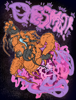 5_fingers anthro areola big_muscles big_pecs big_penis biped blue_sclera blue_tongue bodily_fluids butt claws detailed_background dripping ectoplasm fangs feet finger_claws fingers foreskin fur genitals hair huge_pecs humanoid_genitalia humanoid_penis male moobs muscular neck_tuft nipples nude open_mouth orange_body orange_fur orange_penis pattern_background pecs penis plasma simple_background smile solo teeth text toe_claws toes tongue tongue_out tuft vein veiny_penis wolfbear303 conkerthefox canid canine canis fox goo_creature mammal 2021 absurd_res colored digital_drawing_(artwork) digital_media_(artwork) hi_res