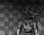 blue_text floor lying machine male on_back on_ground open_mouth shadow solo tail teeth text tile tile_floor latiar five_nights_at_freddy's nintendo pokemon scottgames animatronic cinderace generation_8_pokemon pokemon_(species) robot 2022 5:4 digital_media_(artwork) english_text monochrome