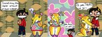 ahegao anthro before_and_after bimbofication bottomless breast_expansion breasts clothed clothing duo expansion female hip_expansion looking_pleasured male male/female nude oral skimpy surprise text tight_clothing wide_hips klutzatdusk animal_crossing nintendo anabelle_(animal_crossing) villager_(animal_crossing) anteater human mammal pilosan xenarthran comic english_text hi_res