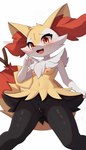 breasts female genitals nipples orange_nipples pink_pussy pussy small_breasts solo threezetas nintendo pokemon braixen canid canine generation_6_pokemon humanoid mammal pokemon_(species) hi_res