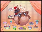 anthro belly beverage candy clothing cupcake dessert female food hat headgear headwear hyper ice_cream konpeito lemonade machine melon_soda resting_on_belly solo sweets visor skeletalheart protogen