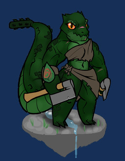 3_toes ambiguous_gender anthro armor armored_body axe bandeau big_forearms big_tail bottomwear bracers breasts clothing countershading creek facial_scar feet female forearms grass green_body green_scales hatchet loincloth looking_at_viewer markings muscular muscular_anthro muscular_female navel non-mammal_breasts non-mammal_navel orange_eyes plant platform pupils reptilian_eyes rock scales scar simple_background slit_pupils smile smiling_at_viewer smirk smirking_at_viewer solo spiked_tail spikes spikes_(anatomy) stone_floor tail thagomizer thick_thighs toes topwear transparent_background tribal tribal_clothing tribal_markings ventral_scales weapon wide_hips gnull skapp kobold scalie swolebold 2019 alpha_channel hi_res herm_(lore)