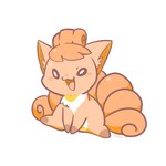 ambiguous_gender blush chibi feral multi_tail open_mouth simple_background sitting smile solo tail kompeito nintendo pokemon generation_1_pokemon pokemon_(species) vulpix 1:1 hi_res