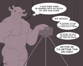 anthro belly camera male musclegut muscular muscular_anthro muscular_male overweight profanity smile solo text terrethemageslayer cupid_(reindeer) deer mammal new_world_deer reindeer 5:4 english_text