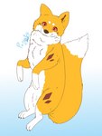 ambiguous_gender countershading feral fluffy fluffy_ears fluffy_tail fur neck_tuft orange_body orange_fur red_eyes simple_background solo tail tuft white_body white_fur parooty kitsuneinu canid canine fox mammal