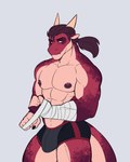 abs anthro armband bulge clothed clothing hair horn long_hair male muscular muscular_male nipples orange_eyes partially_clothed pecs ponytail scales simple_background solo tail underwear underwear_only ajdrawsnice mythology axl_(ajdrawsnice) dragon mythological_creature mythological_scalie scalie hi_res