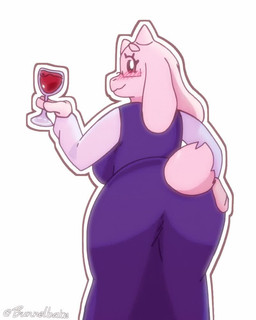 alcohol anthro beverage big_butt breasts butt clothed clothed_anthro clothed_female clothing container cup drinking_glass eyebrows eyelashes eyewear female female_anthro floppy_ears fur glass glass_container glass_cup glasses horn looking_at_viewer looking_back presenting side_boob simple_background solo standing tail white_background white_body white_fur wide_hips wine wine_glass bunnelbake deltarune undertale_(series) toriel boss_monster_(undertale) bovid caprine goat mammal 2025 4:5 animated digital_media_(artwork) loop no_sound short_playtime tagme webm