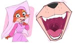 anthro fangs female fur gaping_mouth mouth_shot open_mouth orange_body orange_fur solo teeth throat tongue uvula lecigzz disney robin_hood_(disney) maid_marian canid canine fox mammal red_fox true_fox 2023