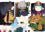 anthro black_eyes blood blush bodily_fluids clothed clothing eyelashes female fur hair hat headgear headwear male orange_body orange_fur red_eyes white_body white_fur white_hair transc nine_sols red_candle_games heng_(nine_sols) ji_(nine_sols) kuafu_(nine_sols) shuanshuan_(nine_sols) yi_(nine_sols) arthropod butterfly felid feline human insect lepidopteran mammal solarian brother_(lore) brother_and_sister_(lore) sibling_(lore) sister_(lore)