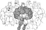 abs accessory anthro bag bdsm belt biceps big_bulge big_muscles biped blush bodily_fluids bondage bound bulge butt clothed clothing detailed_bulge eyebrows flexing flexing_bicep flexing_muscles frown fur gloves handwear headband headgear huge_bulge huge_muscles hyper hyper_bulge hyper_muscles male male_anthro multiple_poses muscular muscular_anthro muscular_male nipples pecs pose restraints rope rope_belt rope_bondage rope_harness short_ears simple_background solo sweat thick_eyebrows topless topless_anthro topless_male underwear remert ankama dofus dofus:_kerub's_bazaar bear giant_panda mammal pandawa absurd_res digital_media_(artwork) hi_res monochrome