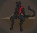 ambiguous_gender anthro black_body black_nose bodily_fluids crying fur melanistic red_eyes solo tears whiskers mustard_(welcometothevoid) unseenpanther felid mammal pantherine absurd_res hi_res