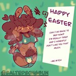 anthro armpit_hair belly biped body_hair bulge clothed clothing gynomorph gynomorph_anthro happy_trail holidays intersex intersex_anthro musk partially_clothed profanity pubes slightly_chubby solo text caramelody easter chichi_(caramelody) lagomorph leporid mammal rabbit 1:1 english_text hi_res