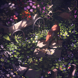 ambiguous_gender feral flower fur hair inner_ear_fluff leaf multicolored_body multicolored_fur plant quadruped short_hair solo spots tail tuft vehicle wagon itsdanfango ansel_(itsdanfango) deer mammal 1:1 2018