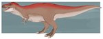 ambiguous_gender biped brown_body brown_scales brown_tail claws feral open_mouth outline red_body red_outline red_scales red_tail red_tongue scales sharp_teeth side_view simple_background solo standing tail teeth tongue white_body white_claws white_scales white_tail imperatorcaesar dinosaur prehistoric_species reptile scalie hi_res signature