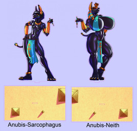 anthro big_breasts big_bulge breasts bulge cigarette clothing egyptian female huge_breasts hyper hyper_breasts male muscular muscular_anthro simple_background smoking solo gideon egyptian_mythology middle_eastern_mythology mythology anubis anubian_jackal canid canine canis deity jackal mammal better_version_at_source hi_res