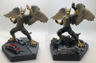 4_toes 5_fingers abs anthro beak biceps biped boxer_briefs brown_body brown_fur building building_destruction city claws clothing crush destruction erection feathered_wings feathers feet finger_claws fingerless_gloves fingers fur gloves handwear house landscape_dwarfing legwear macro macro_anthro macro_male male muscular muscular_anthro muscular_male nude outside pecs rampage solo tail toe_claws toes underwear vehicle vehicle_destruction wings lreventa mythology carpo avian gryphon mythological_avian mythological_creature sculpture_(artwork) traditional_media_(artwork)