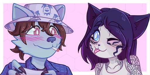 anthro clothed clothed_anthro clothed_female clothed_male clothing duo female female/female female_anthro heart_symbol male male/male male_anthro unknown_artist alixx_(character) canid canine felid fox leopard mammal pantherine 2:1 absurd_res digital_media_(artwork) hi_res