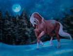 ambiguous_gender blue_eyes feral full_moon looking_ahead moon night plant snow solo tree wind amber18db maxym_(bloopertrooper) dolehest equid equine horse mammal male_(lore)