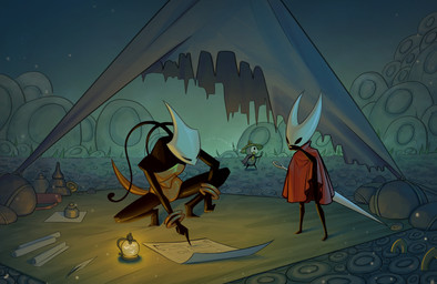 ambiguous_gender anthro black_arms black_feet black_fingers black_hands black_legs cloak cloak_only clothed clothing crouching feet fingers gesture group hand_gesture hornet's_needle monotone_cloak pointing red_cloak red_clothing standing trio mthsmelo hollow_knight:_silksong hollow_knight_(franchise) team_cherry hornet_(hollow_knight) shakra_(hollow_knight:_silksong) sherma_(hollow_knight:_silksong) arthropod insect 2025 digital_media_(artwork) hi_res