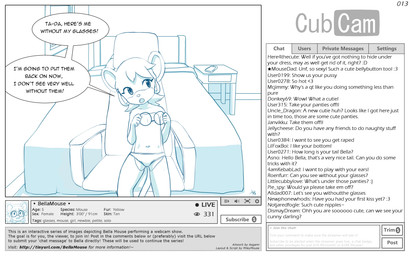 anthro bed bedroom biped buckteeth cam_show camera_view camgirl cellphone chair chat chat_box clothed clothing electronics eyewear female flat_chested furniture glasses greeting livestream mostly_nude navel nipples office_chair panties panties_only partially_clothed phone recording sitting smartphone solo teeth text topless underwear underwear_only young young_anthro aogami cubcam bella_mouse house_mouse mammal mouse murid murine rodent 16:10 2018 absurd_res digital_media_(artwork) english_text hi_res url widescreen